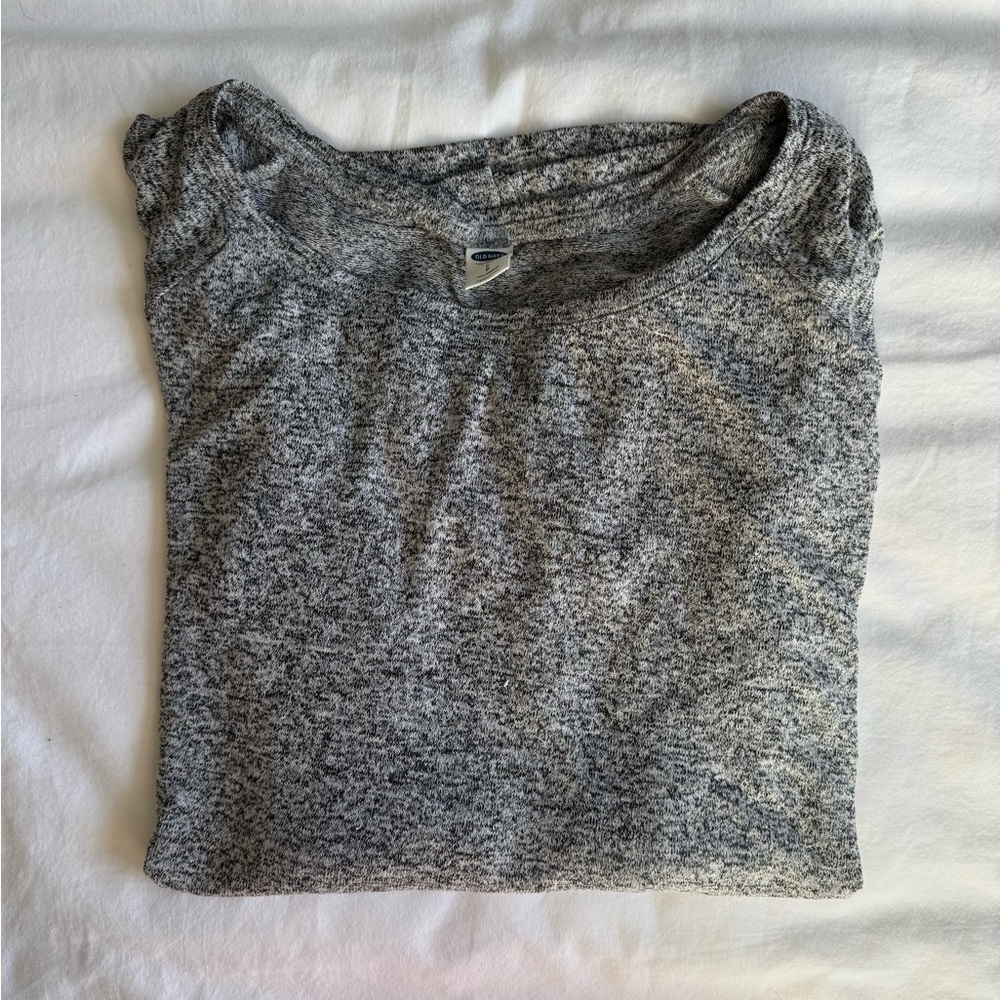 Gray Knit Long Sleeve Thermal Top